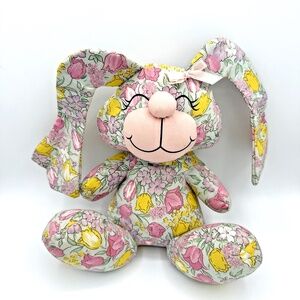 Vintage 1991 Spring Floral Bunny Rabbit Stuffed Animal Spearhead Brand 9" Easter